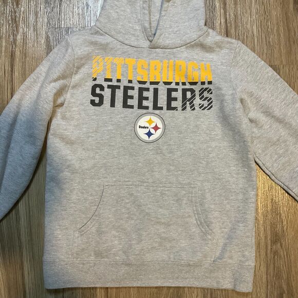 Pittsburgh Steelers Hoodie‎ Pullover Sweatshirt Gray Kids Youth Size Large - Picture 2 of 6